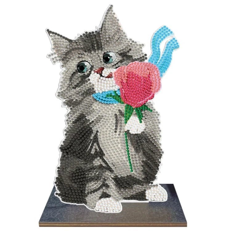 Diamond Painting - Katze mit Blume Aufsteller - diamondspainting