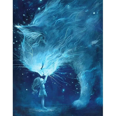 Diamond Painting-Katze und Mädchen