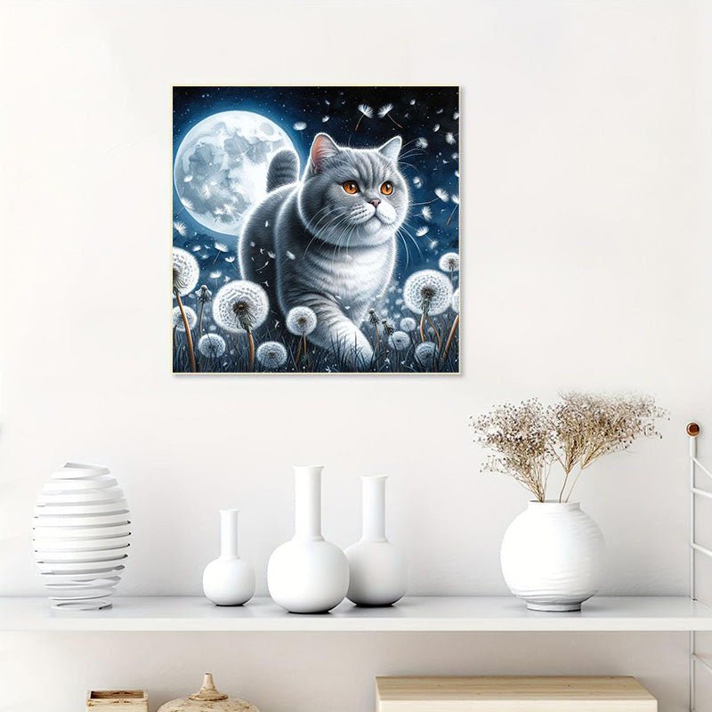 Diamond Painting-Katze und Pusteblume