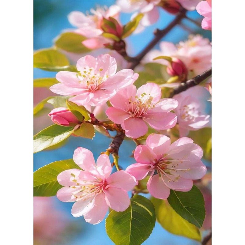 Diamond Painting-Kirschblüten, die an den Zweigen erblühen