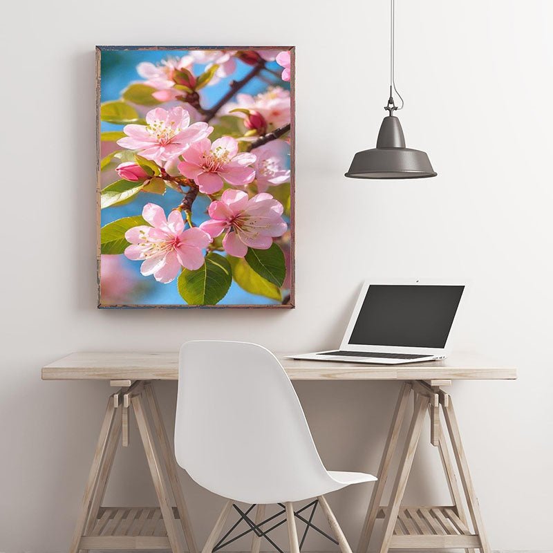 Diamond Painting-Kirschblüten, die an den Zweigen erblühen