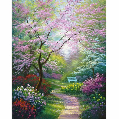 Diamond Painting-Kirschblüten im Park