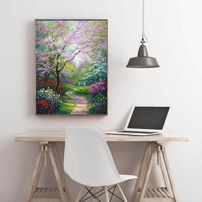 Diamond Painting-Kirschblüten im Park