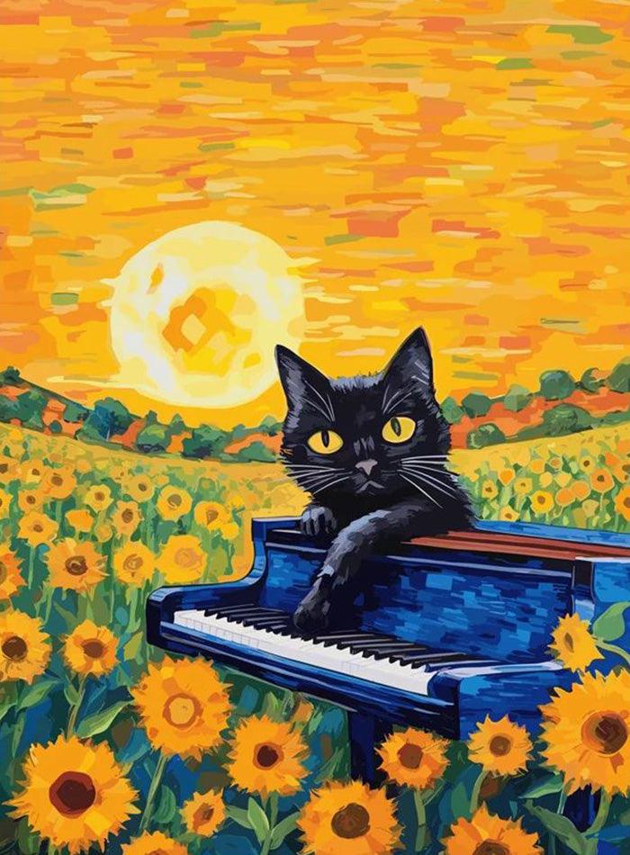 Diamond Painting - Klavier spielende Katze - diamondspainting