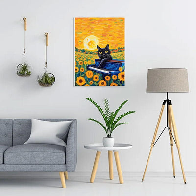 Diamond Painting-Klavier spielende Katze
