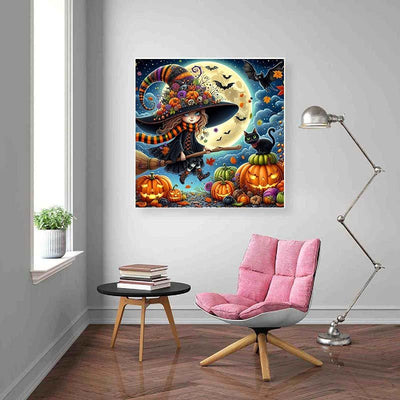 Diamond Painting-Kleine Hexe im Mondschein