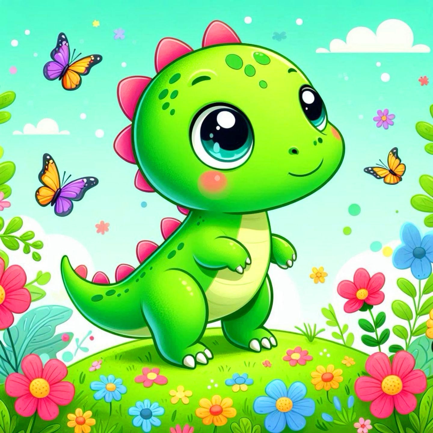 Diamond Painting-Kleiner Dino im Blütenland - Jetzt bei diamondspainting kaufen