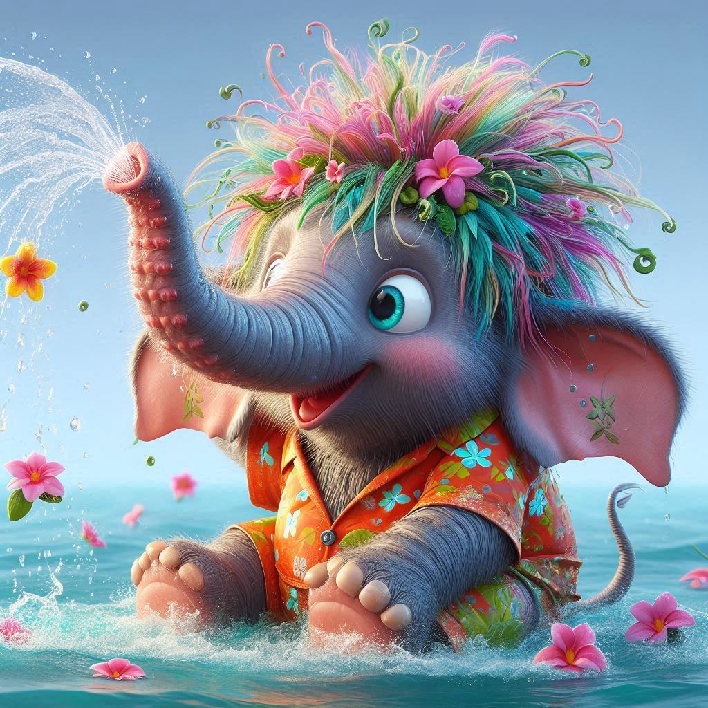 Diamond Painting - Kleiner Elefant beim Baden - diamondspainting