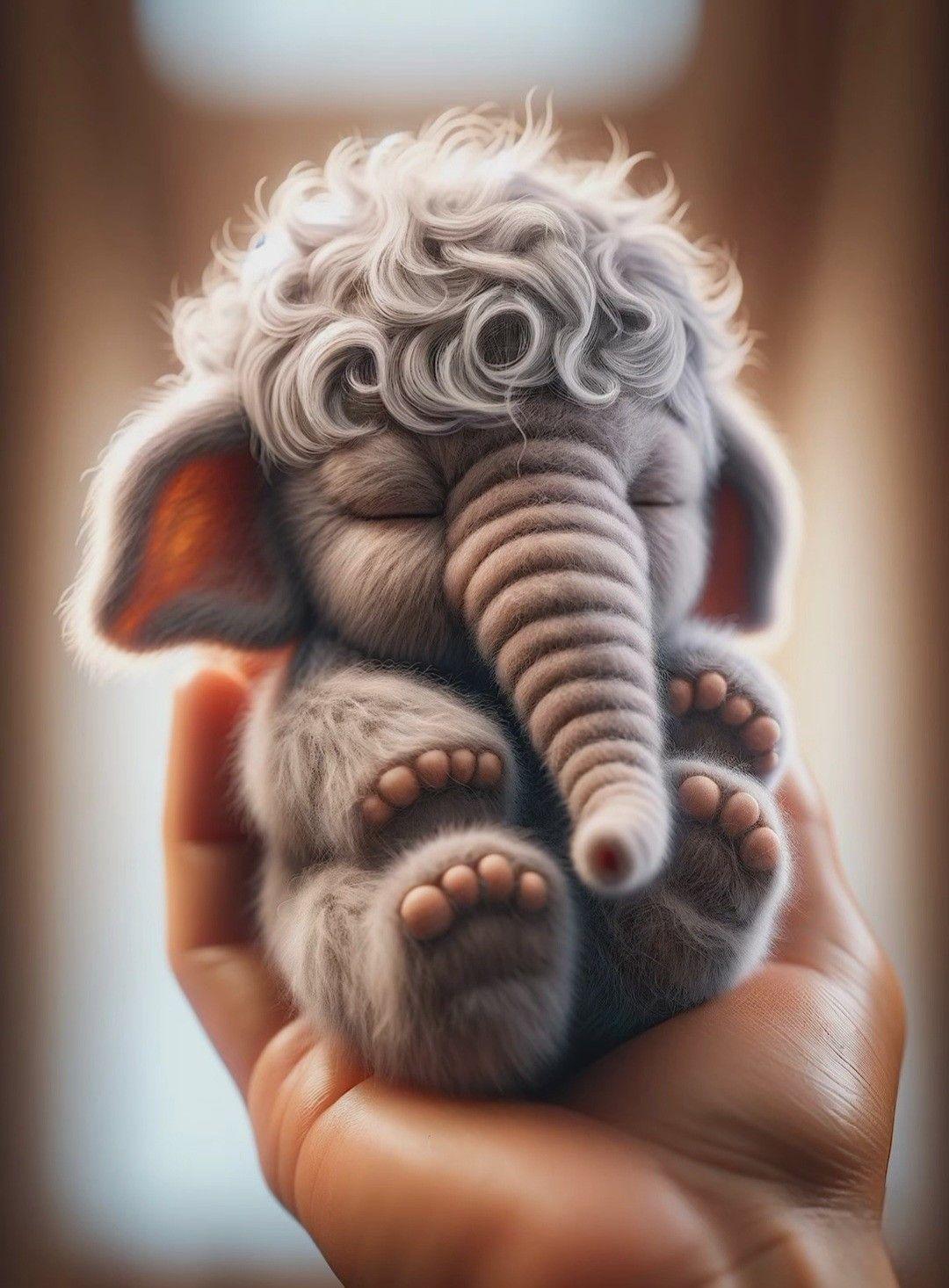 Diamond Painting - Kleiner Elefant in der Hand - diamondspainting