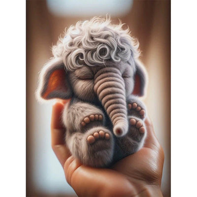 Diamond Painting-Kleiner Elefant in der Hand