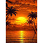 Diamond Painting-Kokosnussbäume am Meer bei Dämmerung