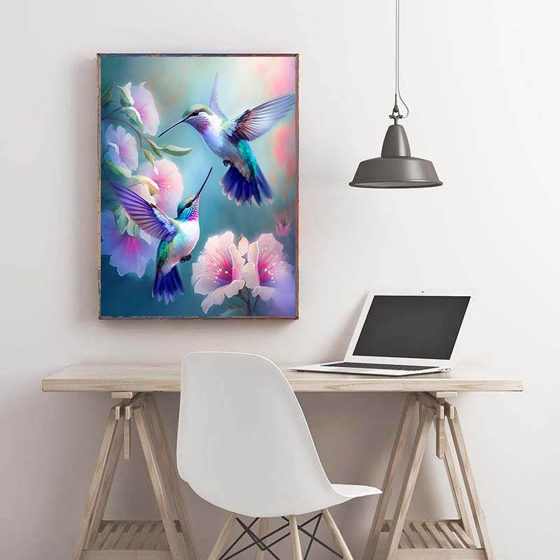 Diamond Painting-Kolibris im Blütentraum