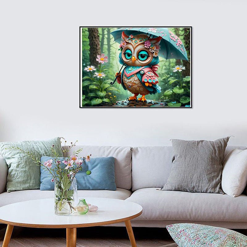 Diamond Painting-Kristalleule mit Regenschirm