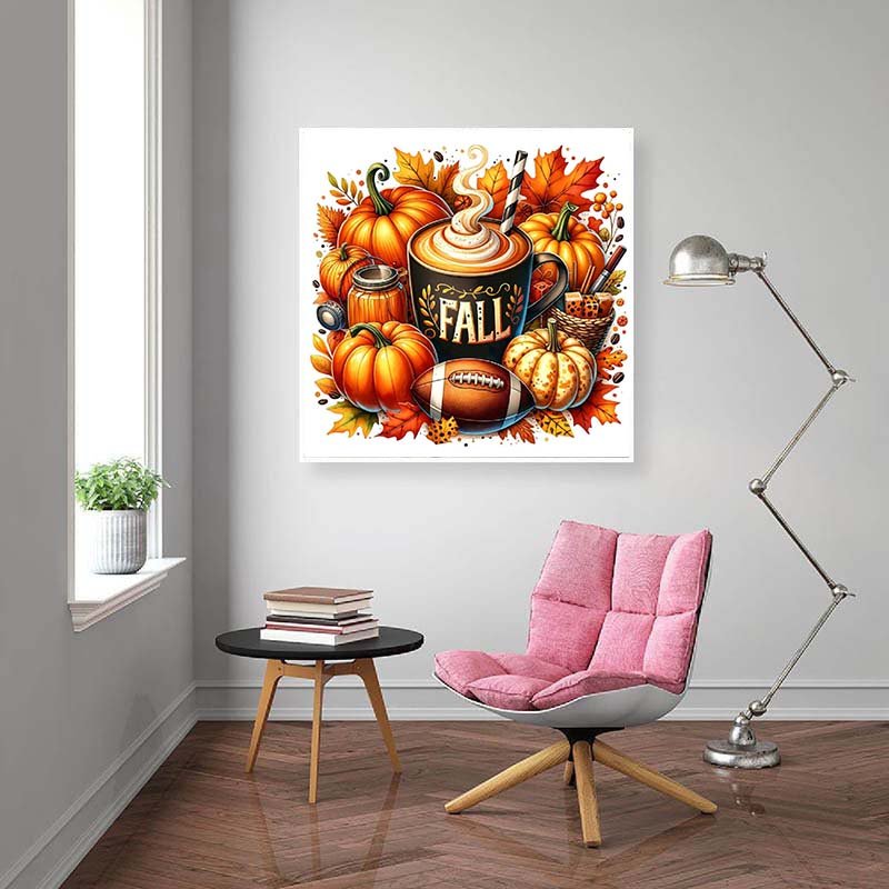 Diamond Painting-Kürbisse, Kaffee & Football