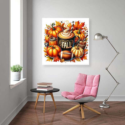 Diamond Painting-Kürbisse, Kaffee & Football