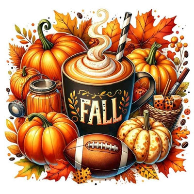 Diamond Painting-Kürbisse, Kaffee & Football