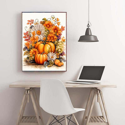 Diamond Painting-Kürbisse und Margeriten