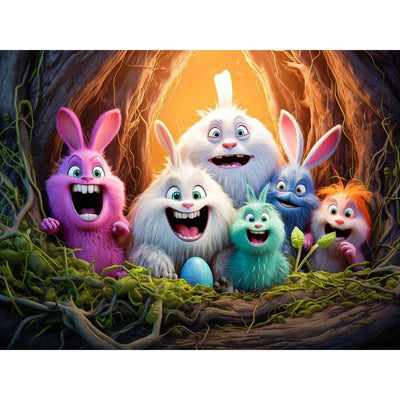 Diamond Painting-Lachende Hoppelbande