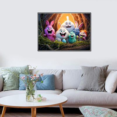 Diamond Painting-Lachende Hoppelbande