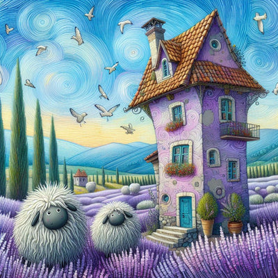 Diamond Painting-Lavendel und Schaf - Jetzt bei diamondspainting kaufen