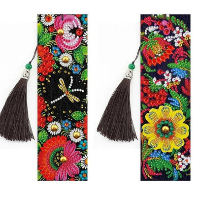 Diamond Painting-Lesezeichen mit roten und gelben Blumen - Jetzt bei diamondspainting kaufen