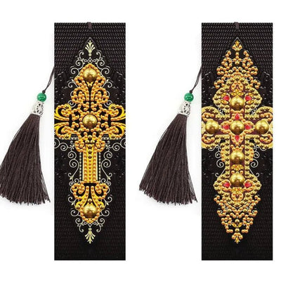 Diamond Painting-Lesezeichen mit zwei goldenen Kreuzen - Jetzt bei diamondspainting kaufen