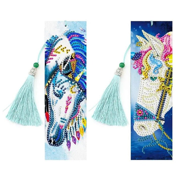 Diamond Painting-Lesezeichen mit zwei weißen Pferden - Jetzt bei diamondspainting kaufen