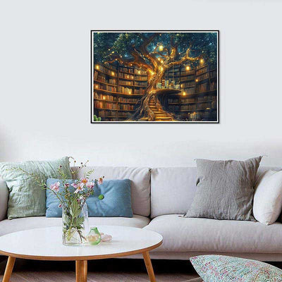Diamond Painting-Leuchtende Bibliothek