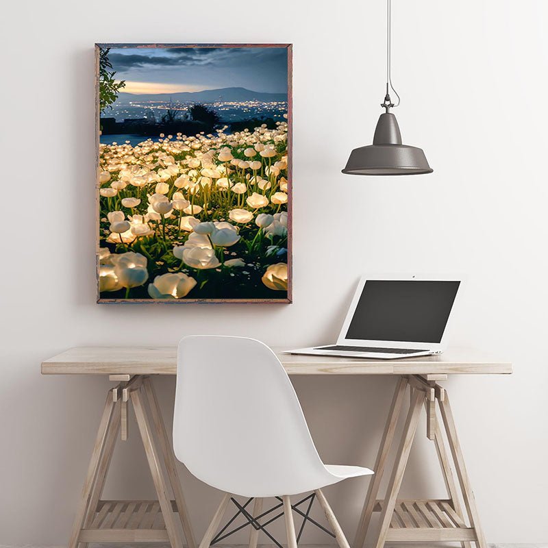 Diamond Painting-Leuchtende weiße Tulpen