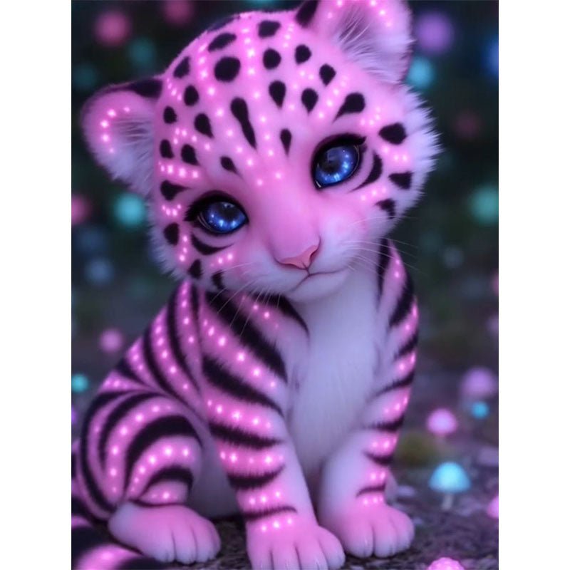 Diamond Painting-Leuchtender Rosa Leopard