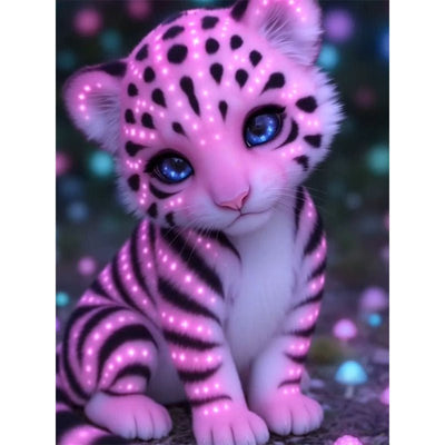 Diamond Painting-Leuchtender Rosa Leopard