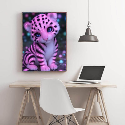 Diamond Painting-Leuchtender Rosa Leopard
