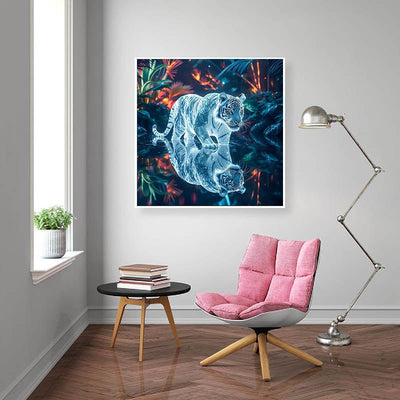 Diamond Painting-Leuchtender Weißer Tiger