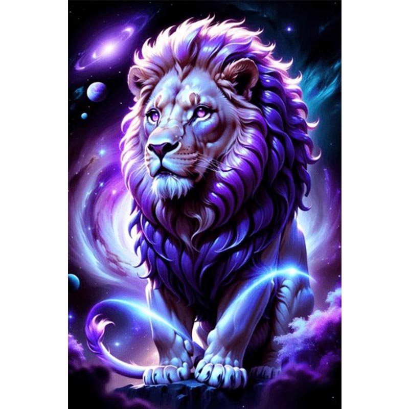 Diamond Painting-Lila Löwe