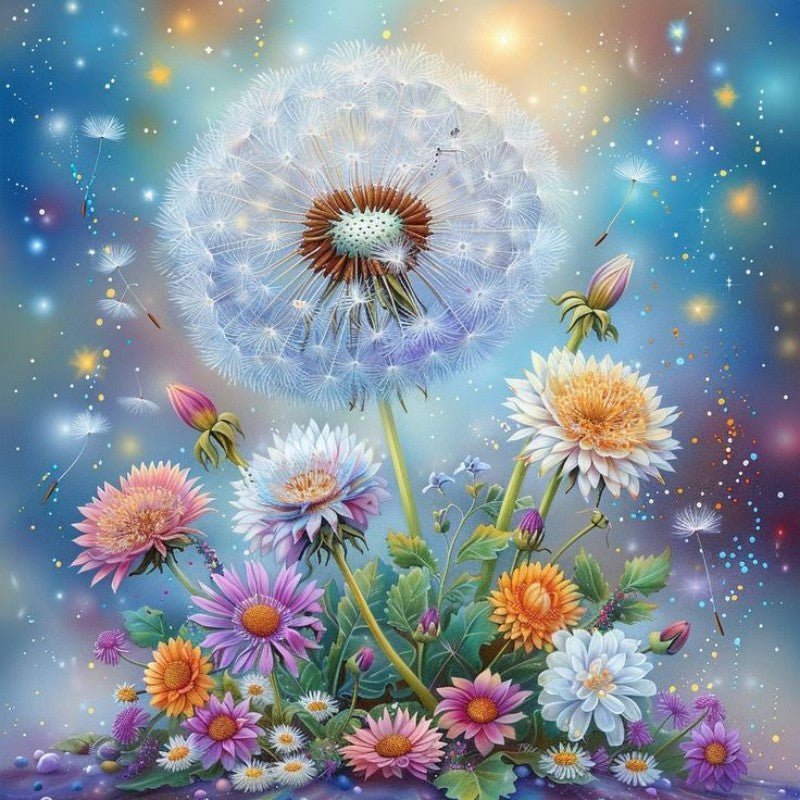 Diamond Painting-Löwenzahn und Blumen