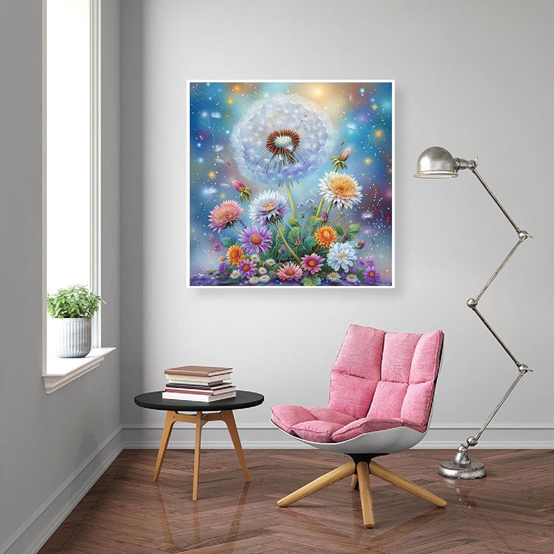 Diamond Painting-Löwenzahn und Blumen