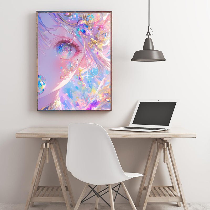 Diamond Painting-Mädchen mit bunten Augen