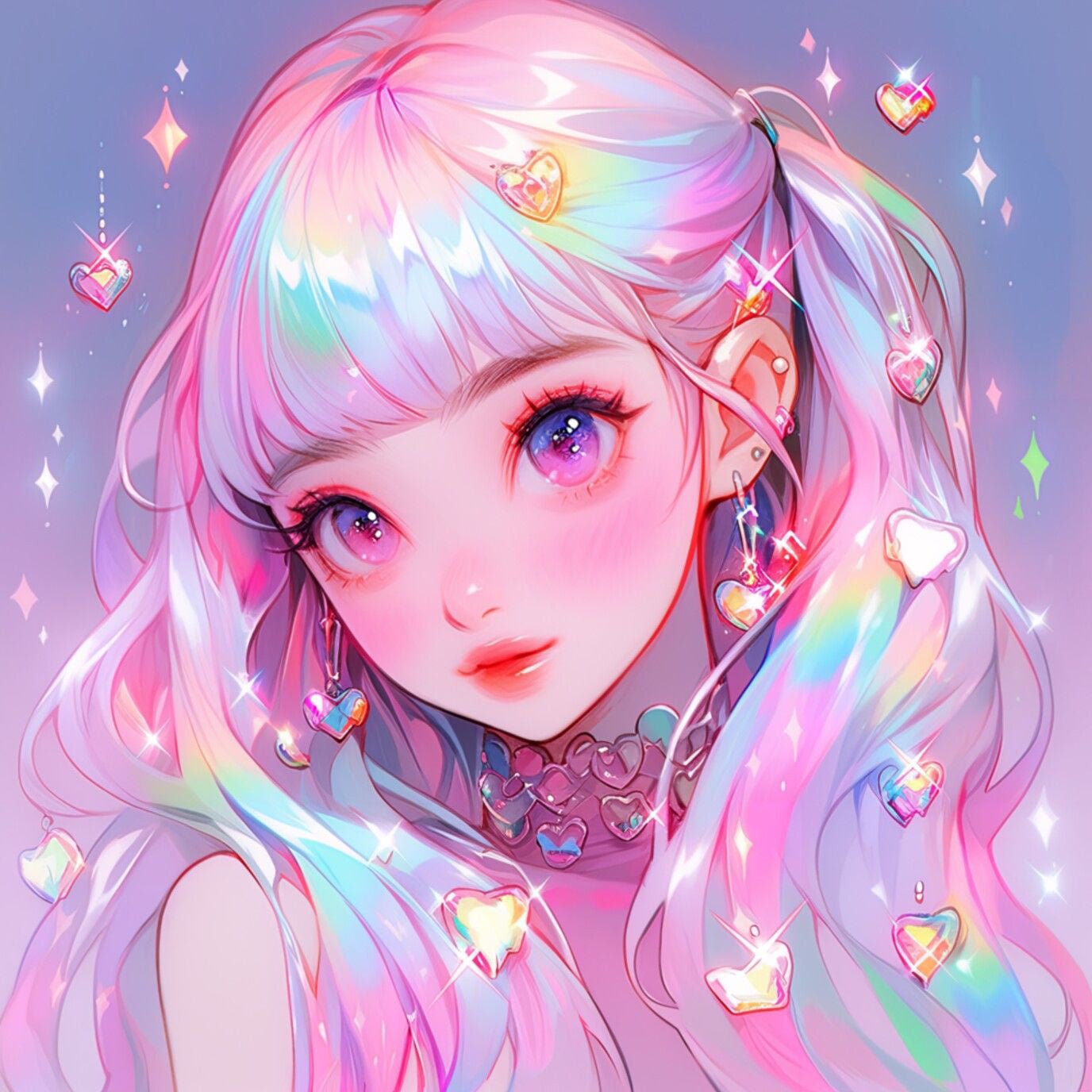 Diamond Painting-Mädchen mit bunten Haaren - Jetzt bei diamondspainting kaufen