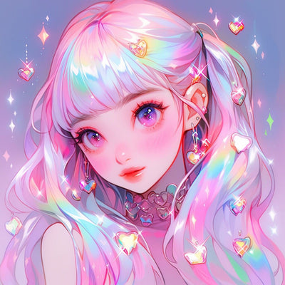 Diamond Painting-Mädchen mit bunten Haaren - Jetzt bei diamondspainting kaufen