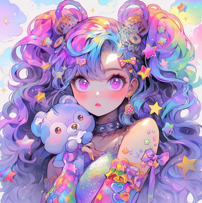 Diamond Painting-Mädchen mit einem Teddybär - Jetzt bei diamondspainting kaufen