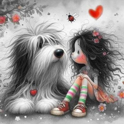 Diamond Painting-Mädchen und Hund - Jetzt bei diamondspainting kaufen