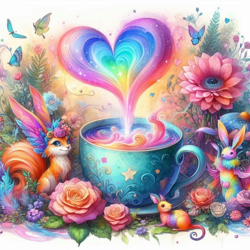 Diamond Painting-Magische Herztasse