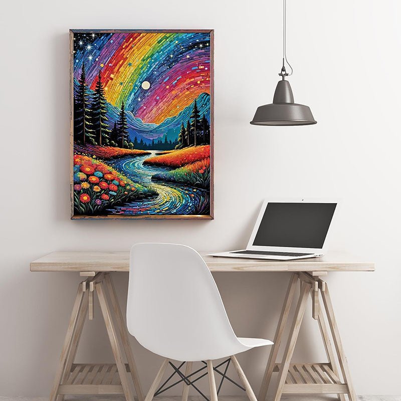 Diamond Painting-Magische Regenbogenlandschaft 200 Farben