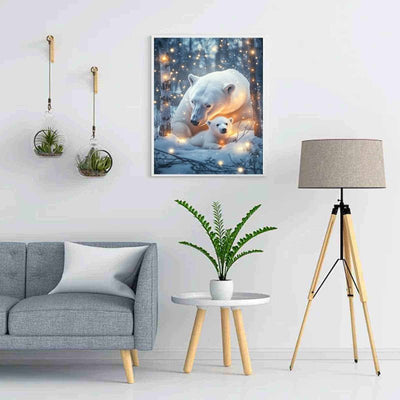 Diamond Painting-Mama & Baby Eisbär