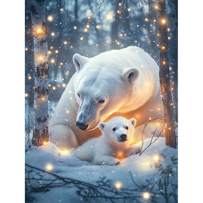 Diamond Painting-Mama & Baby Eisbär