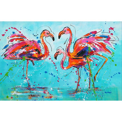 Diamond Painting-Mandschurenkranich spielt im Wasser