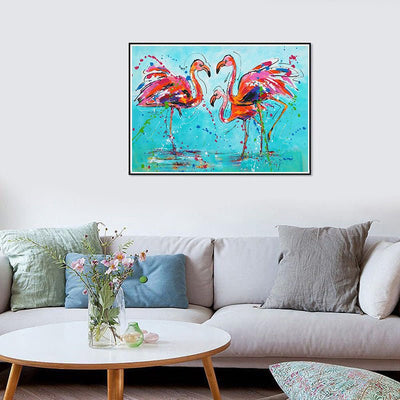 Diamond Painting-Mandschurenkranich spielt im Wasser