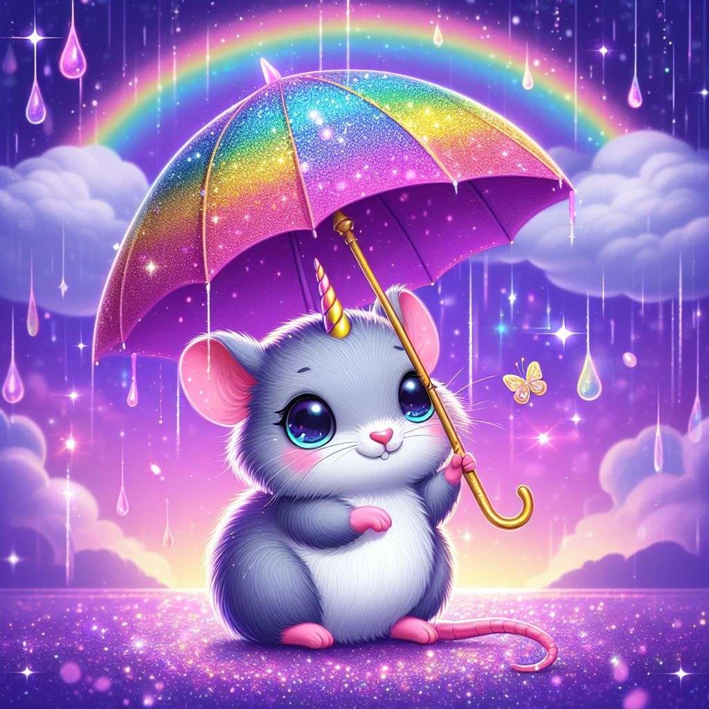 Diamond Painting - Maus mit Regenschirm - diamondspainting