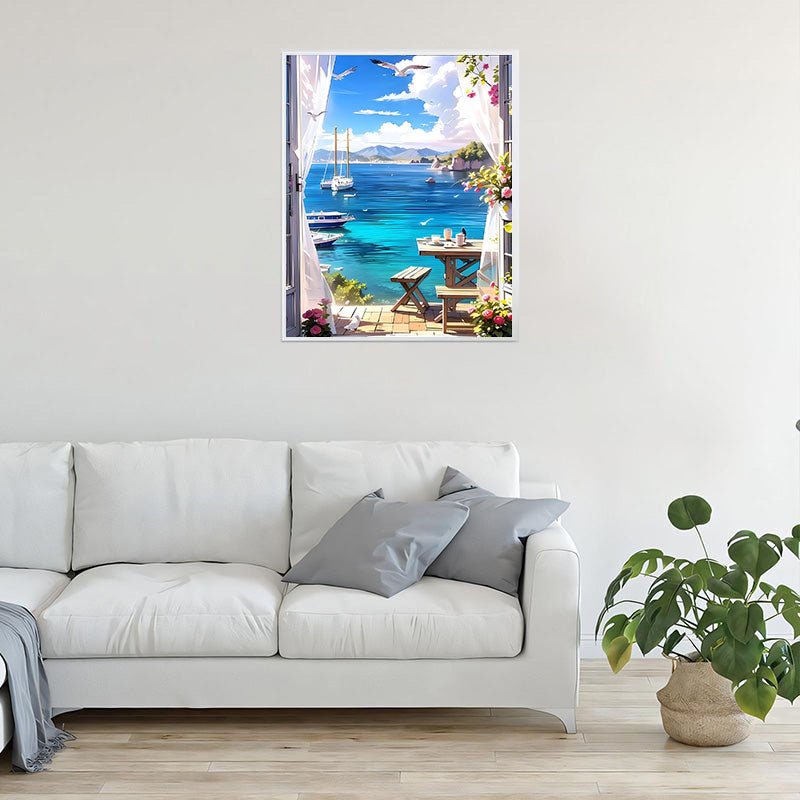 Diamond Painting-Meerblick vom Balkon