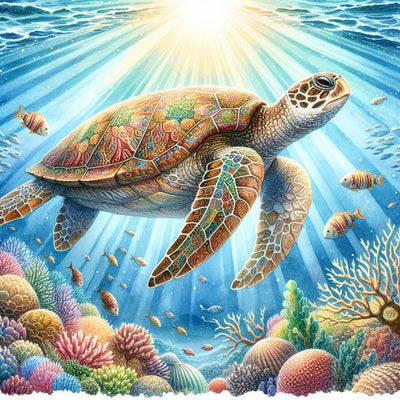Diamond Painting-Meeresschildkröte in der Sonne - Jetzt bei diamondspainting kaufen